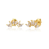 925 Silver Ovals Stud Earring Crystal Rainbow Pie
