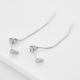 925 Silver Skull Charm Chain Earring Drop Women Wedding Jewelry