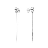 925 Silver Skull Charm Chain Earring Drop Women Wedding Jewelry
