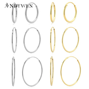 925 Sterling Silver Slim Hoops Circle Earrings Wedding Punk Jewelry