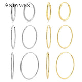 925 Sterling Silver Slim Hoops Circle Earrings Wedding Punk Jewelry