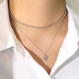 925 Silver Heart Pendant Choker Necklace Rock Punk Jewelry