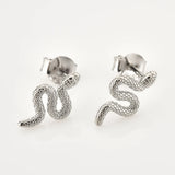 925 Silver Snake Earring Animal Fine Jewelry Piercing Pendiente