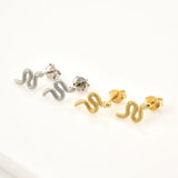 925 Silver Snake Earring Animal Fine Jewelry Piercing Pendiente