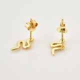 925 Silver Snake Earring Animal Fine Jewelry Piercing Pendiente