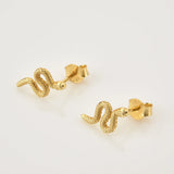 925 Silver Snake Earring Animal Fine Jewelry Piercing Pendiente