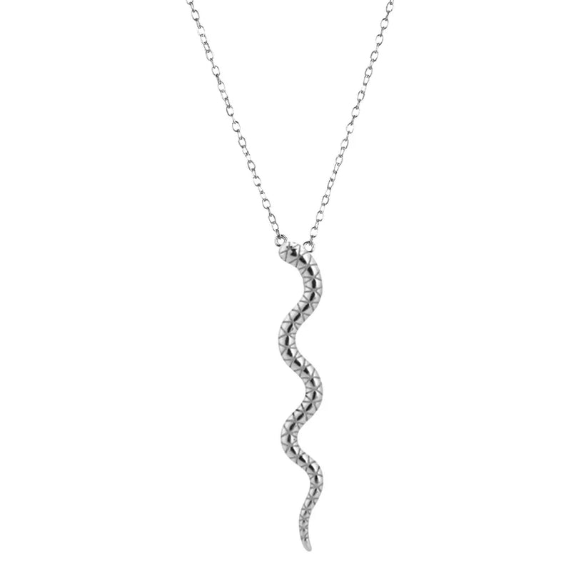 925 Silver Snake Pendant Long Chain Animal Rock Punk Jewelry