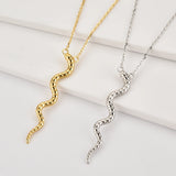 925 Silver Snake Pendant Long Chain Animal Rock Punk Jewelry