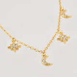 925 Silver SnowFlower Moon Pendant Necklace Women Jewelry