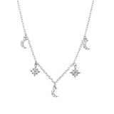 925 Silver SnowFlower Moon Pendant Necklace Women Jewelry