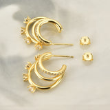 925 Silver Spinel Triple Threat Circle Hoops Round Zircon CZ Rock Punk