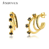 925 Silver Spinel Triple Threat Circle Hoops Round Zircon CZ Rock Punk