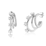 925 Silver Spinel Triple Threat Circle Hoops Round Zircon CZ Rock Punk