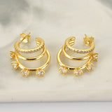 925 Silver Spinel Triple Threat Circle Hoops Round Zircon CZ Rock Punk