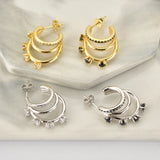 925 Silver Spinel Triple Threat Circle Hoops Round Zircon CZ Rock Punk