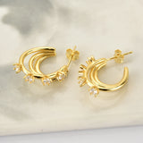 925 Silver Spinel Triple Threat Circle Hoops Round Zircon CZ Rock Punk