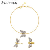 925 Silver Split Plating Dragonfly Bee Butterfly Bracelet Zircon Women Jewelry