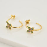 925 Silver Rainbow Butterfly Hoops 17mm Piercing Clips Wedding Gift