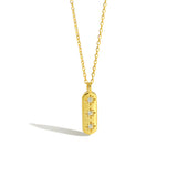 925 Sterling Silver Square Pendant Zircon Necklace Chain Choker Jewelry
