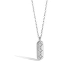 925 Sterling Silver Square Pendant Zircon Necklace Chain Choker Jewelry
