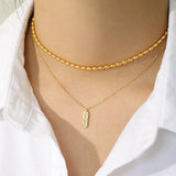 925 Sterling Silver Square Pendant Zircon Necklace Chain Choker Jewelry