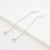 925 Silver Star Moon Stud Earring Crystal Fine Jewelry