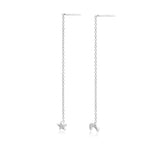 925 Silver Star Moon Stud Earring Crystal Fine Jewelry