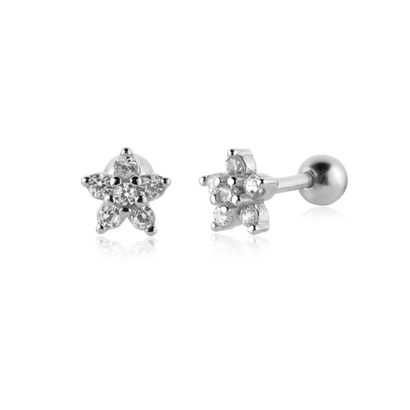 925 Silver Star Stud Earring Green 10 Piercing Pendientes Wedding Jewelry