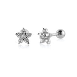 925 Silver Star Stud Earring Green 10 Piercing Pendientes Wedding Jewelry