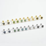 925 Silver Star Stud Earring Green 10 Piercing Pendientes Wedding Jewelry