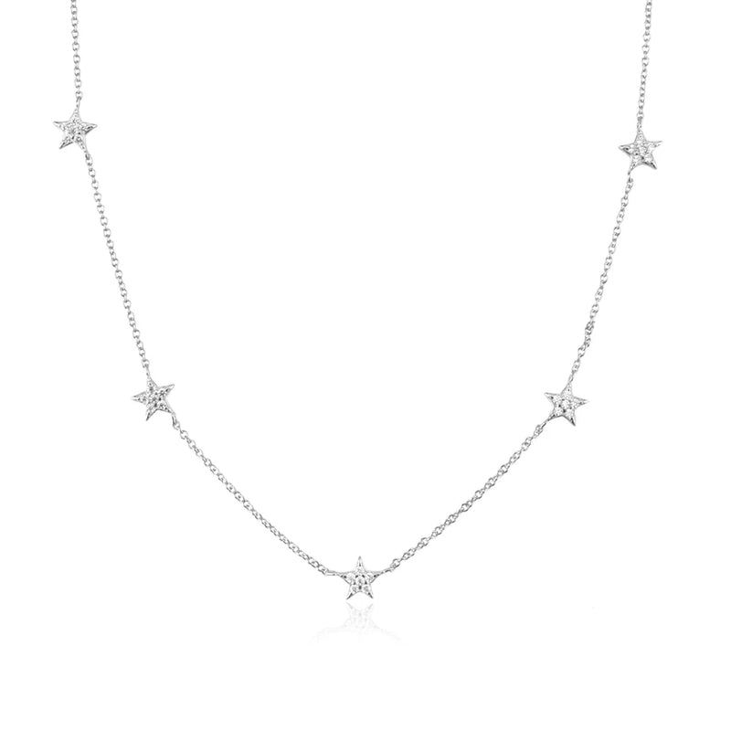 925 Silver Starry Sky CZ Choker Necklace Women Wedding Jewelry Gift