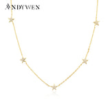 925 Silver Starry Sky CZ Choker Necklace Women Wedding Jewelry Gift