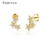 925 Silver Starry Sky Sparkle Star Stud Earring Women Crystal CZ