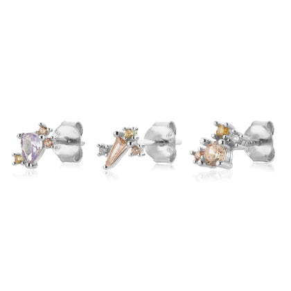 925 Silver Stenity Earring Set Stud Piercing Wedding Jewels