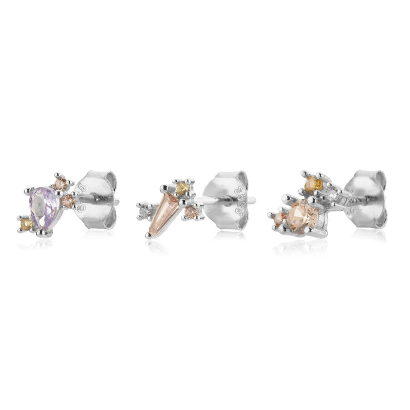 925 Silver Stenity Earring Set Stud Piercing Wedding Jewels