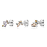 925 Silver Stenity Earring Set Stud Piercing Wedding Jewels