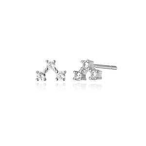 925 Silver CZ Zircon V Lighting Stud Earring Women Clips Pendientes Jewelry
