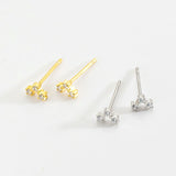 925 Silver CZ Zircon V Lighting Stud Earring Women Clips Pendientes Jewelry
