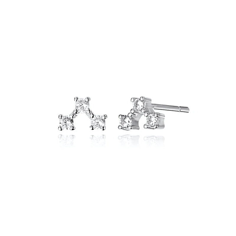 925 Silver CZ Zircon V Lighting Stud Earring Women Clips Pendientes Jewelry