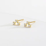 925 Silver CZ Zircon V Lighting Stud Earring Women Clips Pendientes Jewelry