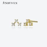 925 Silver CZ Zircon V Lighting Stud Earring Women Clips Pendientes Jewelry