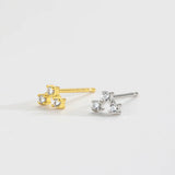 925 Silver CZ Zircon V Lighting Stud Earring Women Clips Pendientes Jewelry