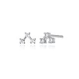 925 Silver CZ Zircon V Lighting Stud Earring Women Clips Pendientes Jewelry