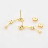 925 Silver Three Star Line Stud Earring Women Piercing Fine Jewelry