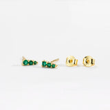 925 Silver Three Zircon CZ Crystal Stud Earring Clips Spring Women Punk