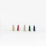 925 Silver Three Zircon CZ Crystal Stud Earring Clips Spring Women Punk