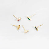 925 Silver Three Zircon CZ Crystal Stud Earring Clips Spring Women Punk