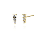 925 Silver Three Zircon CZ Crystal Stud Earring Clips Spring Women Punk