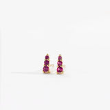 925 Silver Three Zircon CZ Crystal Stud Earring Clips Spring Women Punk