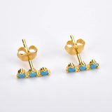 925 Silver Zircon Crystal Stud Earrings Piercing Circle Europeans Jewels